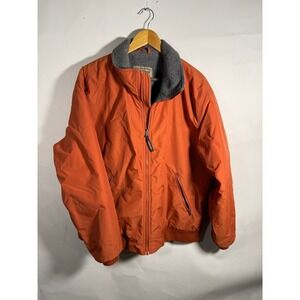 LL Bean Mens Orange Fleece Lined Bomber Jacket Winter‎ Warm Outerwear Size XL